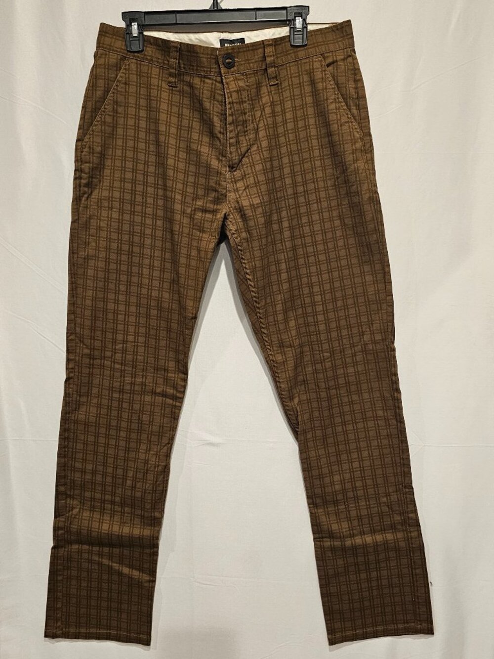 Brixton Choice Men's Chino Pants Size 33 Brown Plaid Standard Fit